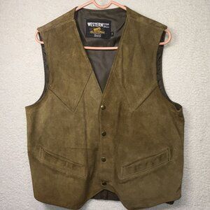 Vintage 1970 70's Sears Western Outdoor Wear Brown Suede Vest Medium Cowboy